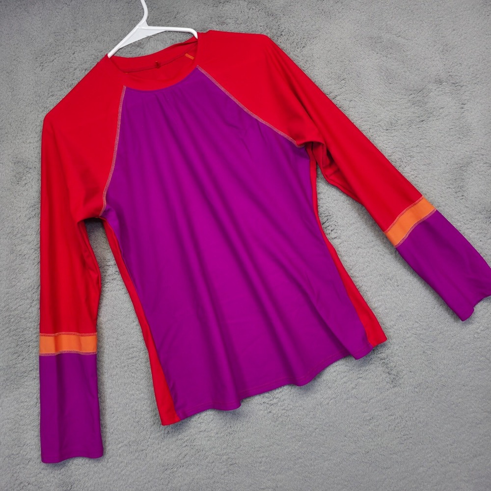Prana Red and Purple Men's Swim Rash Guard